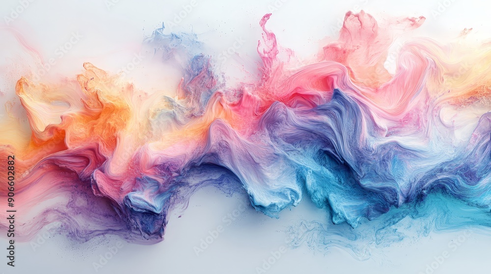 Fototapeta premium Ethereal Elegance: Abstract Pastel Swirls on Canvas - Fluidity and Precision in Visual Storytelling