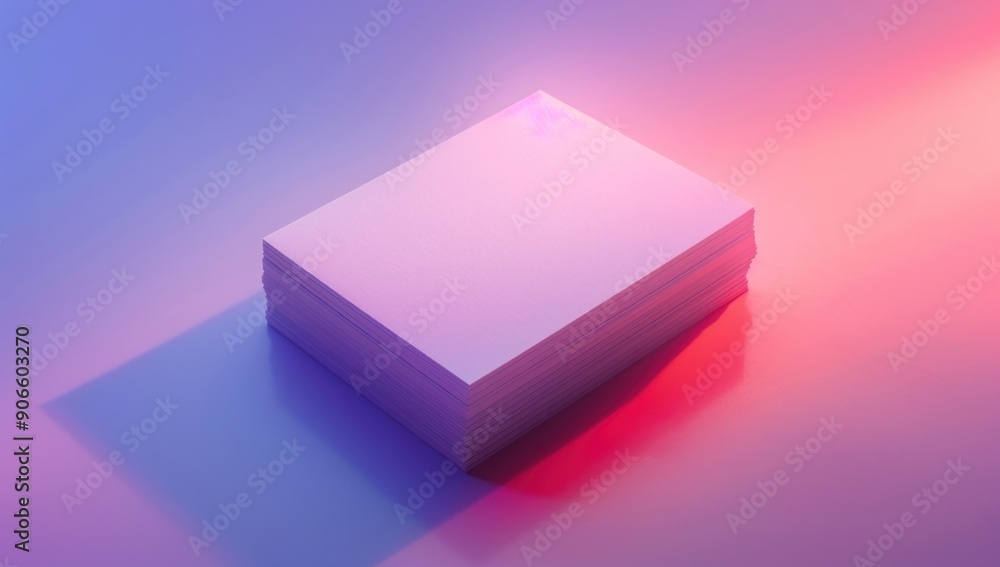 Stack of Paper with Neon Lighting Stack of Paper with Neon Lighting