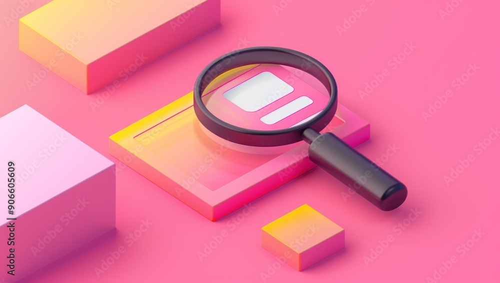 Magnifying Glass on a Pink Background Magnifying Glass on a Pink Background