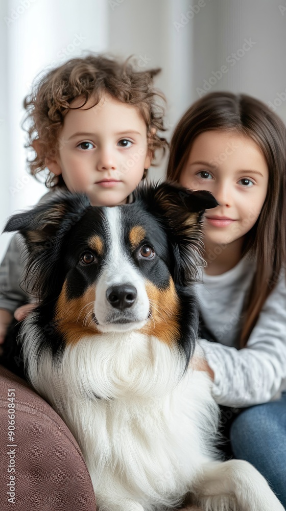 A cheerful family poses together, showcasing warm smiles and love in a well-lit living room, perfect for capturing joyful moments A cheerful family poses together, showcasing warm smiles and love in a well-lit living room, perfect for capturing joyful moments