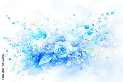 A delicate watercolor painting of blue roses.