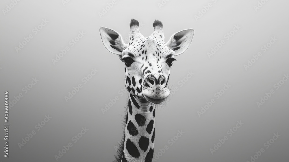 Obraz premium Minimalist animal photography with precise lighting. giraffe 