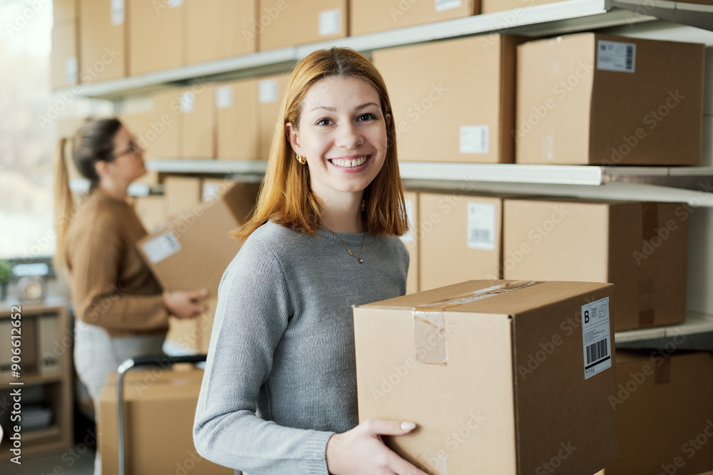 Warehouse workers moving delivery boxes Warehouse workers moving delivery boxes