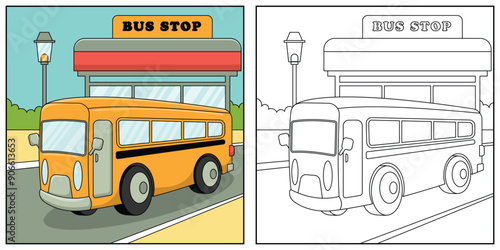 Bus Coloring Page Vehicle Illustration