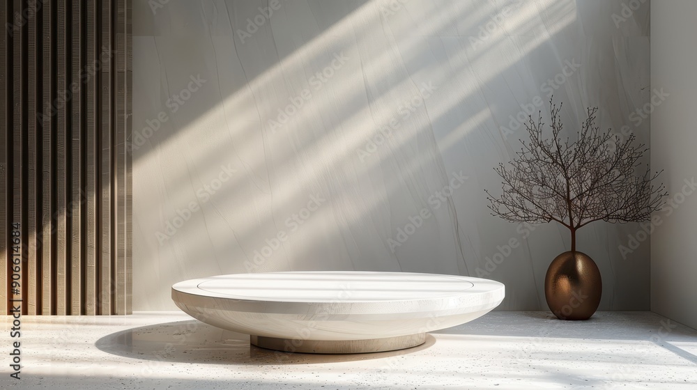 A white marble table with a vase of flowers on it A white marble table with a vase of flowers on it