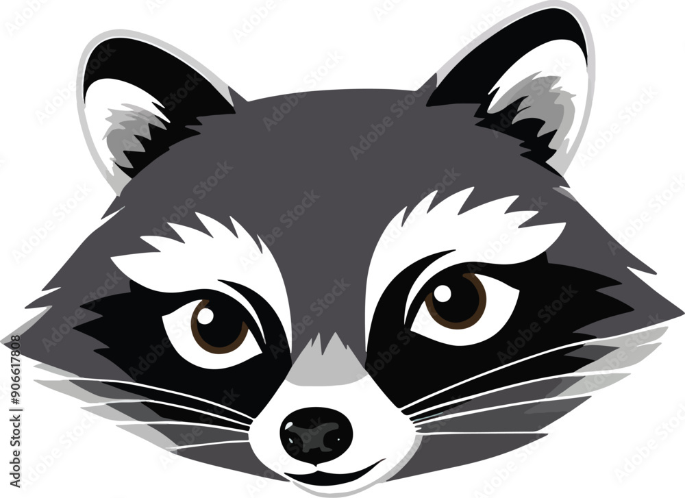 Cute Baby Cartoon Raccoon Face Head Isolated Vector Illustration Cute Baby Cartoon Raccoon Face Head Isolated Vector Illustration