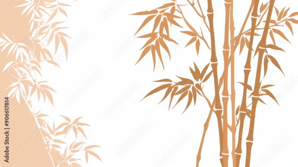 Obraz premium Elegant bamboo illustration in soft beige tones, suitable for backgrounds, nature themes, and minimalist designs.
