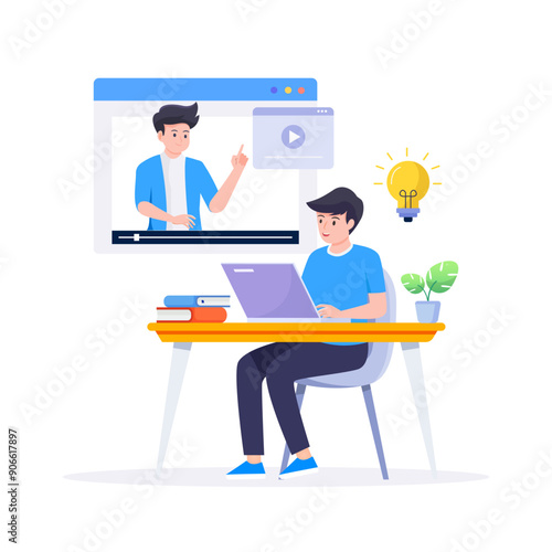 Learning online or digital e-learning studying process