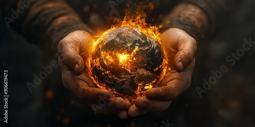 Earth in Flames - Global Warming Conceptual Image