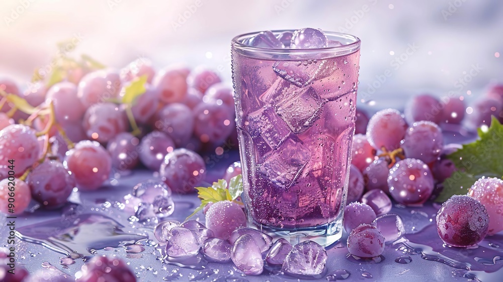 Refreshing Grape Juice with Ice Cubes Refreshing Grape Juice with Ice Cubes