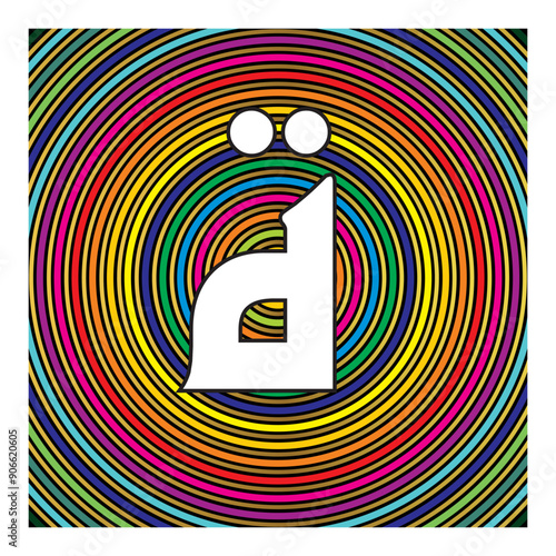 Arabic Calligraphy Alphabet letters or Stylized kufi font style, colorful Islamic calligraphy elements colorful circles background, for all kinds of design use.