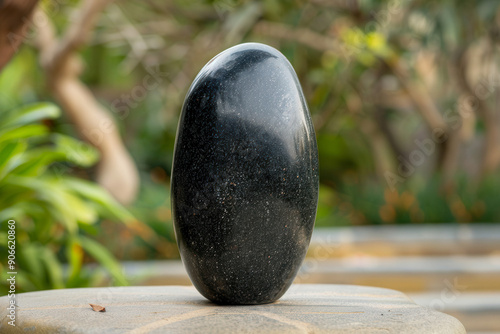 A rock resembling a black e...