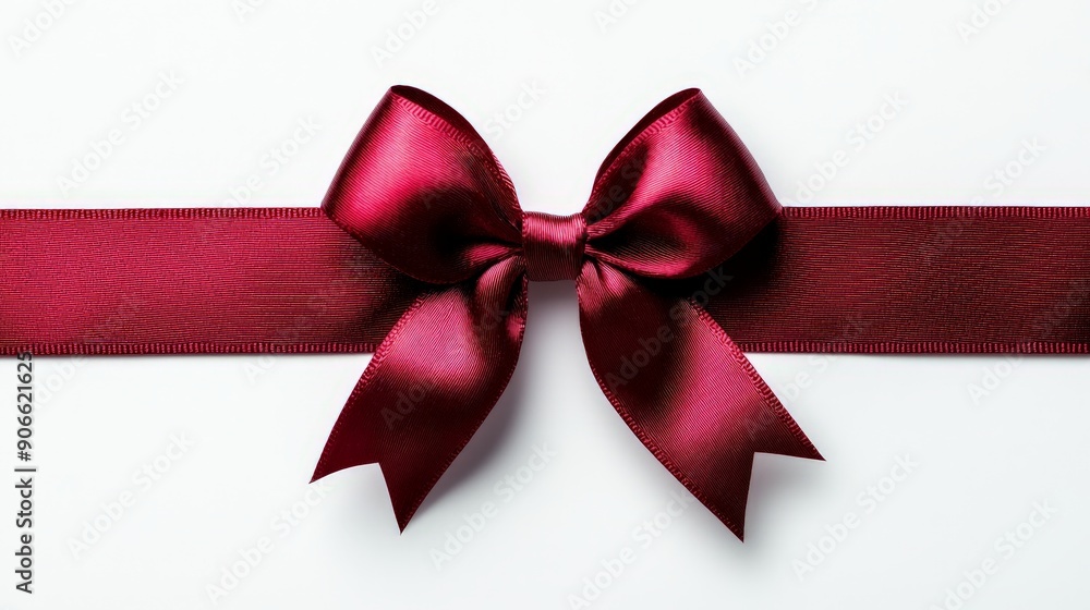 Fototapeta premium a red satin ribbon with a bow on white background