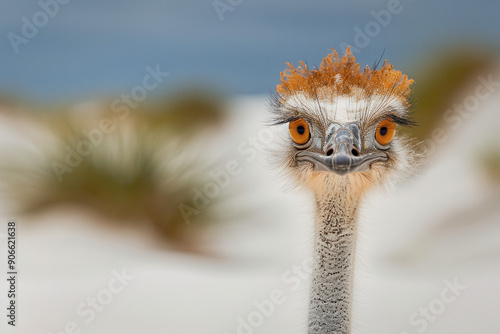 An ostrich with a long neck...