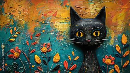 Whimsical Black Folk Art Ca...
