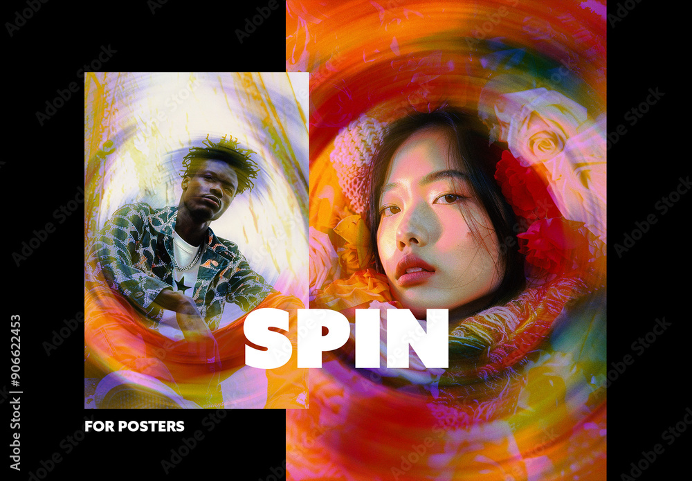 Spin Blur Poster Photo Effect Mockup Stock Template | Adobe Stock