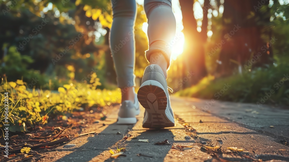 Person taking a walk in nature, illustrating physical activity Person taking a walk in nature, illustrating physical activity