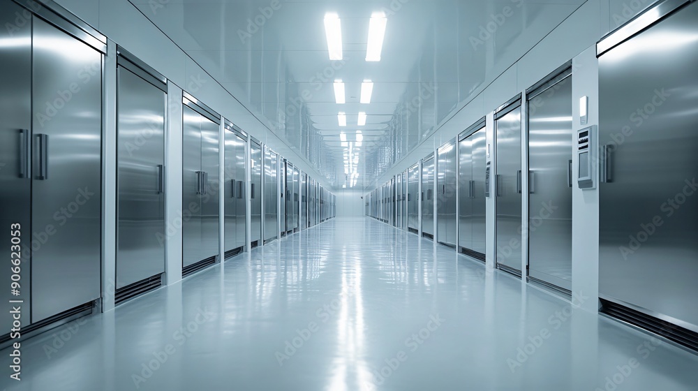 Interior of a modern meat freezing warehouse with state-of-the-art refrigeration systems, showcasing advancements in food preservation technology.
Interior of a modern meat freezing warehouse with state-of-the-art refrigeration systems, showcasing advancements in food preservation technology.
