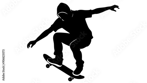 Stylish Skateboarder Silhouette Illustrations: Perfect for Action and Skate Culture