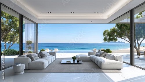 Modern Beachfront Living Room with Stunning Ocean Views