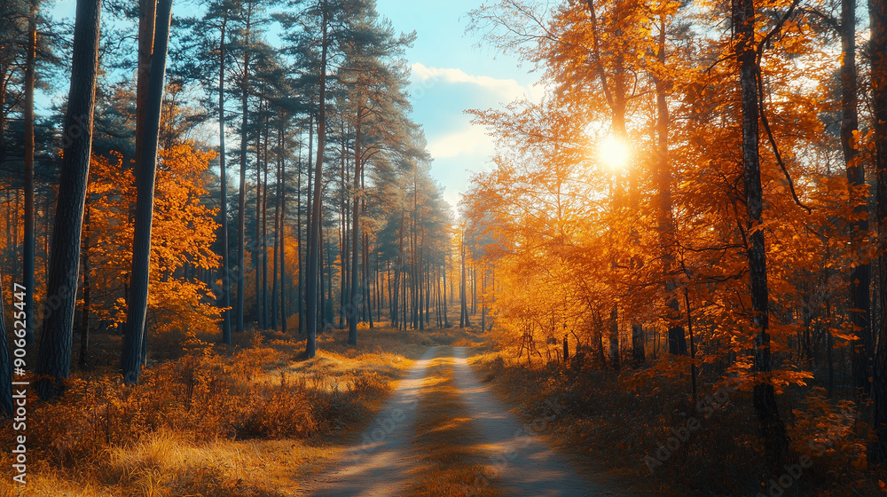 Fototapeta premium sunset in the forest