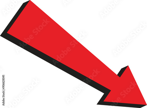 3d Red Arrow Down Direction Icon on a Transparent Background, arrow icon Illustration Vector for your web site design. Arrow indicated the direction symbol. Simple arrow sign.