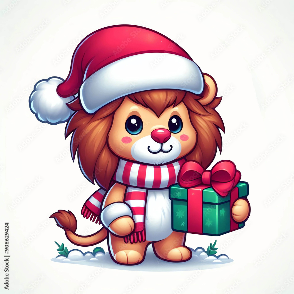 Lion christmas with gift Lion christmas with gift