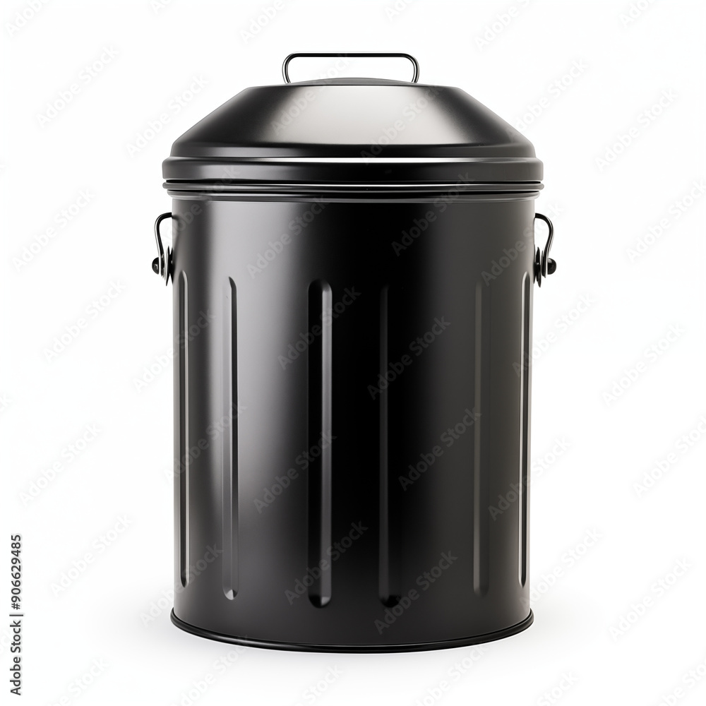 Black Metal Trash Can with Lid and Handles Black Metal Trash Can with Lid and Handles