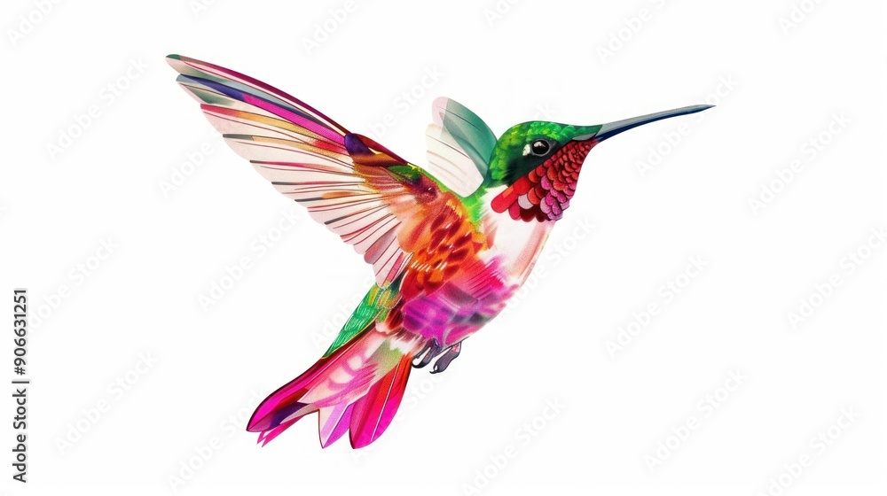 Colorful Hummingbird in Flight Colorful Hummingbird in Flight