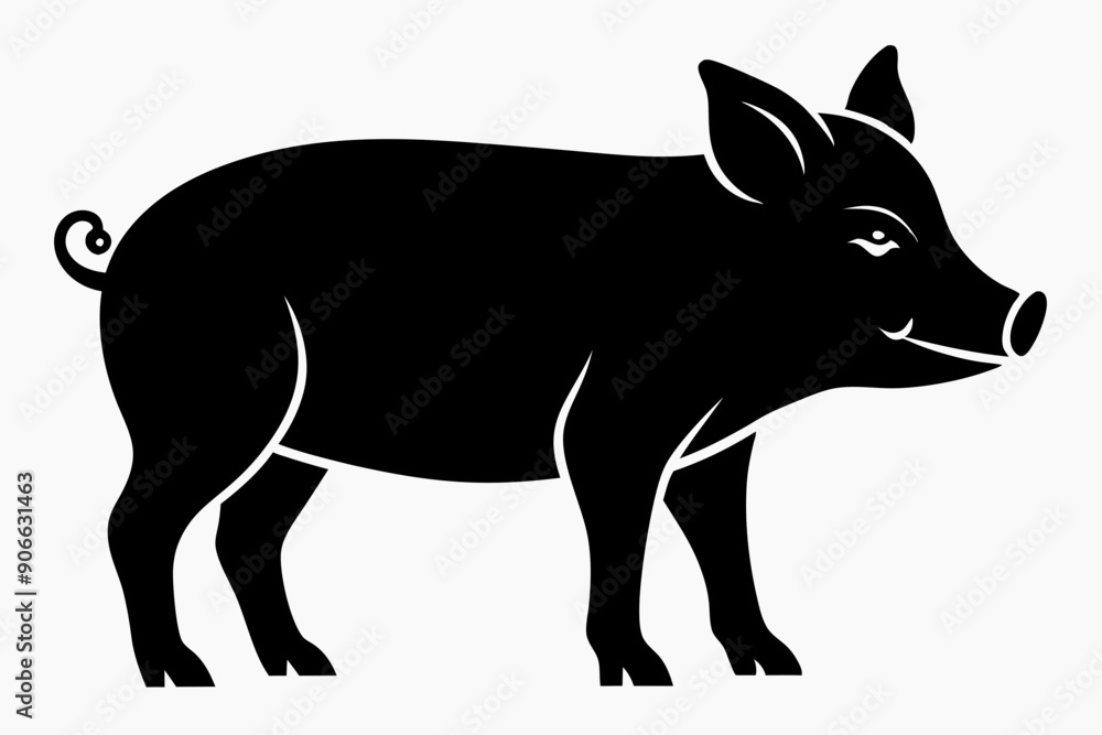 Fototapeta premium Pig silhouette icon. Pig vector illustration