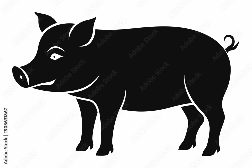 Pig vector icon. Pig black silhouette isolated on white background. Vector illustration Pig vector icon. Pig black silhouette isolated on white background. Vector illustration