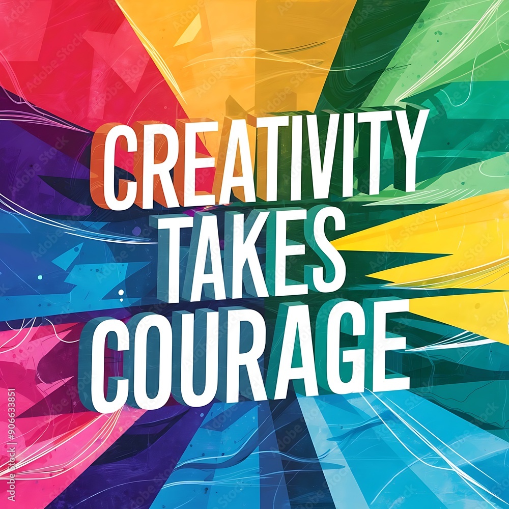 Obraz premium Creativity Takes Courage colorful background and text (T-shirt Design Motivational Quote, Illustration ,Typography)