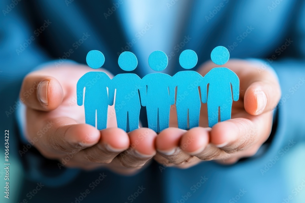 Protecting Our People: A closeup of hands gently cradling paper cutouts of people, symbolizing the importance of human resources, teamwork, and care in a corporate setting. Protecting Our People: A closeup of hands gently cradling paper cutouts of people, symbolizing the importance of human resources, teamwork, and care in a corporate setting.
