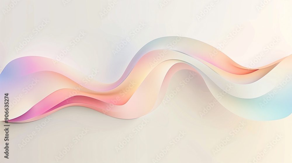 A curved, smooth surface with a gradient of pastel rainbow colors on a white background. A curved, smooth surface with a gradient of pastel rainbow colors on a white background.