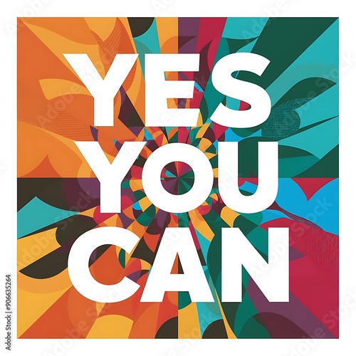 Yes You Can colorful background and text (T-shirt Design Motivational Quote, Illustration ,Typography)