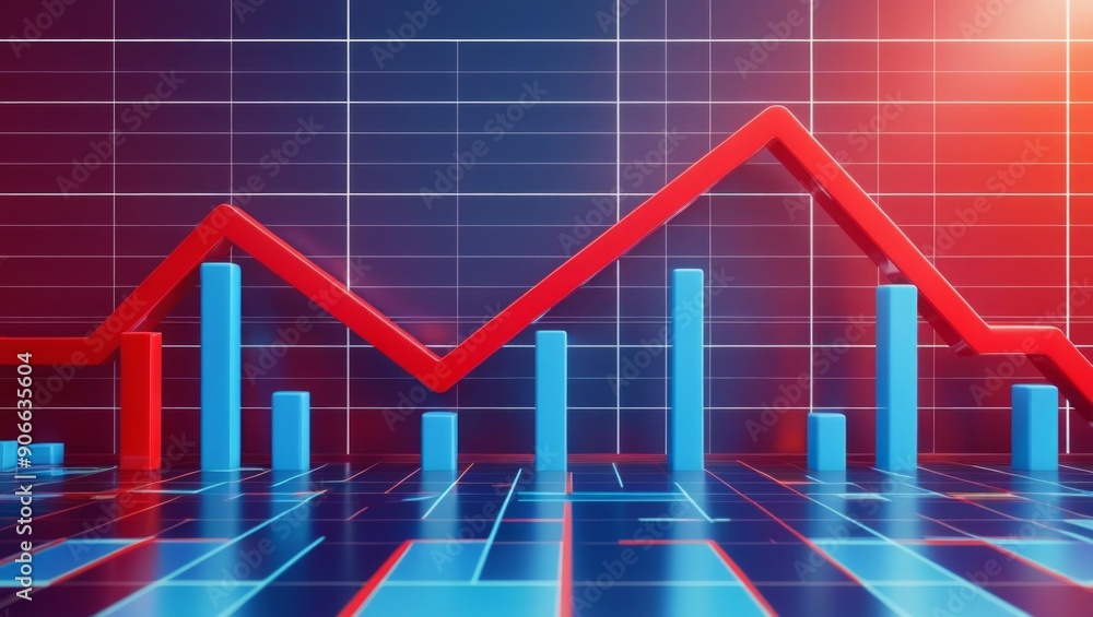 Obraz premium Graph lines in the dynamics of rises and falls, data and analysis of performance, return on investment.