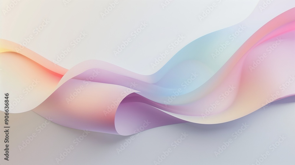 Naklejka premium A curved, smooth surface with a gradient of pastel rainbow colors on a white background.