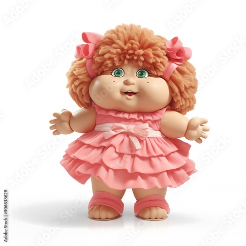 Cute Cabbage Patch Doll with Pink Dress