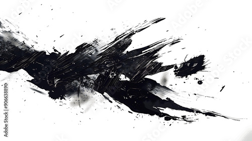 Dark ink stains spreading organically across a white surface, capturing the essence of traditional Japanese art