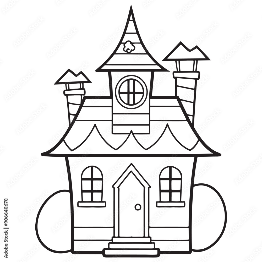 Halloween haunted house vector, black and white Halloween Haunted House coloring Page Halloween haunted house vector, black and white Halloween Haunted House coloring Page