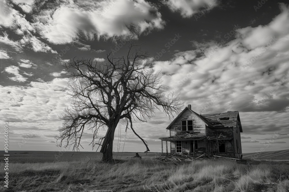 Abandoned House and Tree