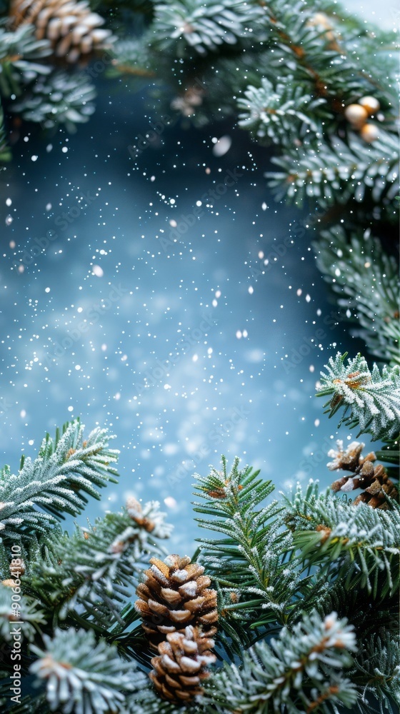 Christmas wreath on blue background with space for text. Christmas wreath on blue background with space for text.