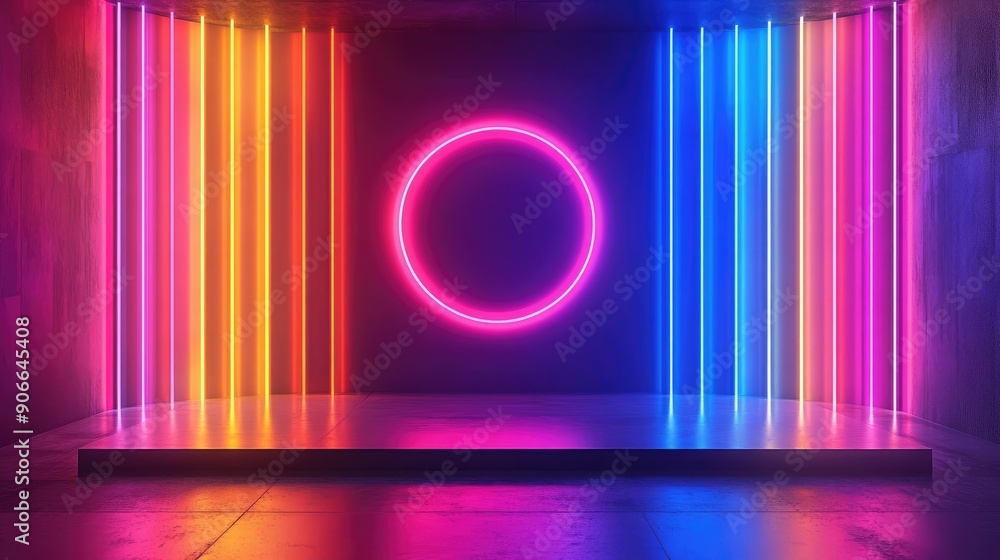 Vibrant neon backdrop with sleek stand, perfect for nightlife venues. Vibrant neon backdrop with sleek stand, perfect for nightlife venues.