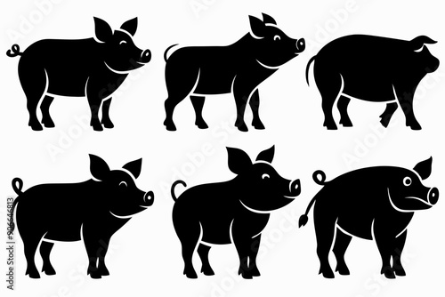 Pig silhouettes set. Vector illustration © Trendy Design24