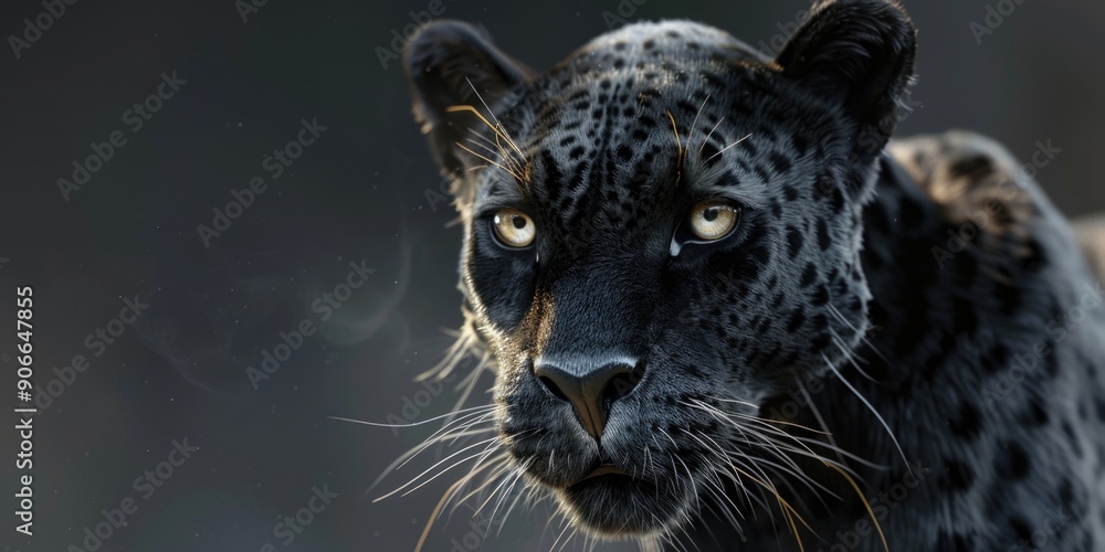 Naklejka premium A close-up shot of a leopard's face with blurred background