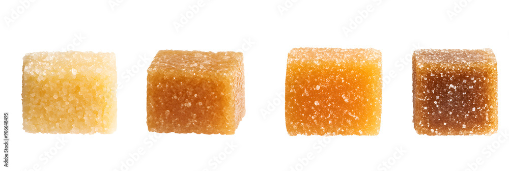 Brown cane sugar cube isolate on Transparency Background Brown cane sugar cube isolate on Transparency Background