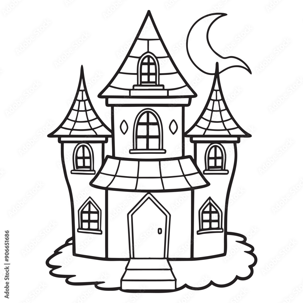 Halloween haunted house vector, black and white Halloween Haunted House coloring Page Halloween haunted house vector, black and white Halloween Haunted House coloring Page