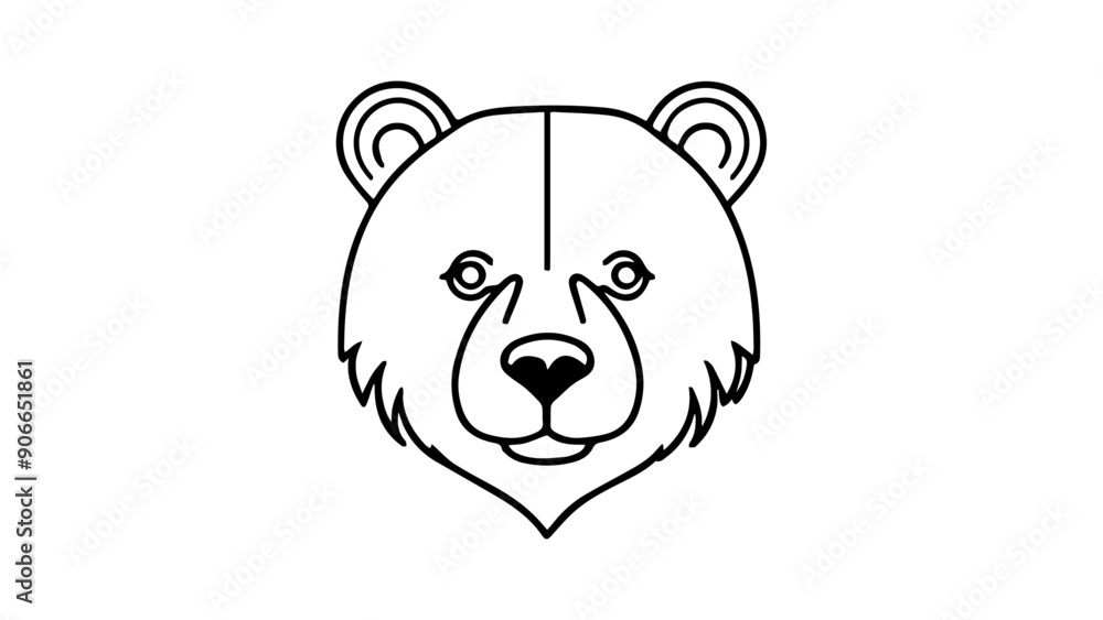 very simple vector bear illustration on white background, silhouette outline of a bear face very simple vector bear illustration on white background, silhouette outline of a bear face