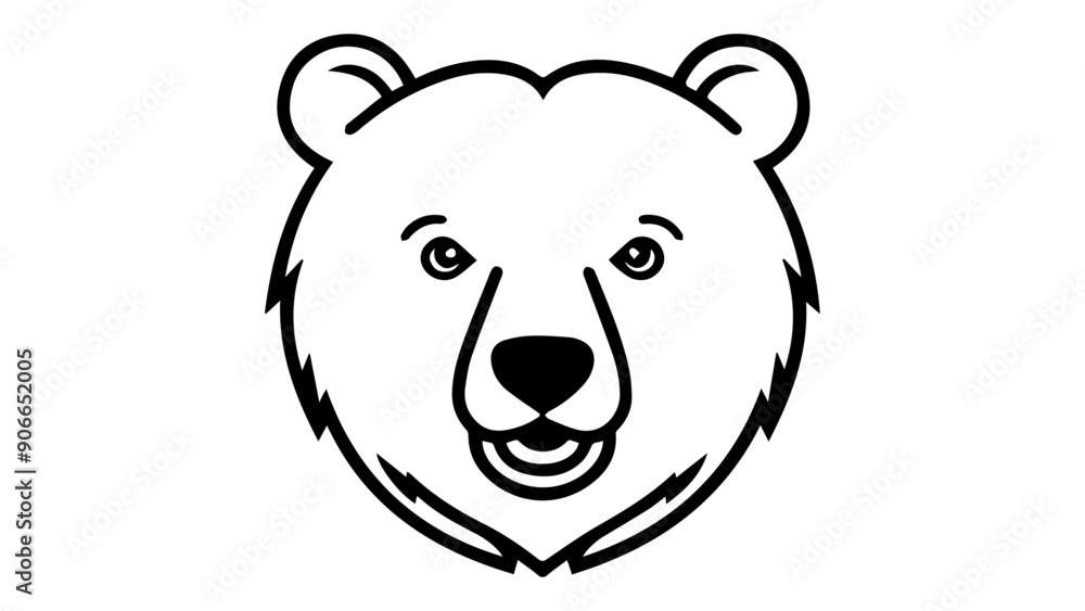 bear head outline shape vector illustration on white background, cute bear with opened mouth simple cartoon vector illustration bear head outline shape vector illustration on white background, cute bear with opened mouth simple cartoon vector illustration