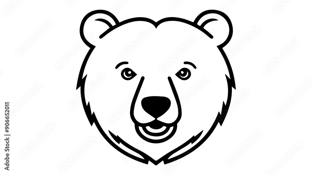 bear head outline shape vector illustration on white background, cute bear simple vector illustration bear head outline shape vector illustration on white background, cute bear simple vector illustration